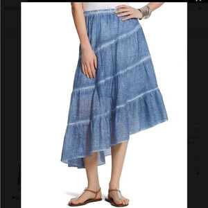 NWT Chico’s Chambray Angled Skirt 100% Cotton Blue Size 2